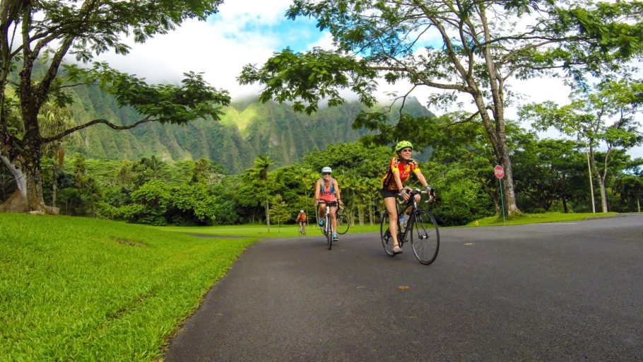 photo: bicycling in the Ho'omaluhia Botanical Garden