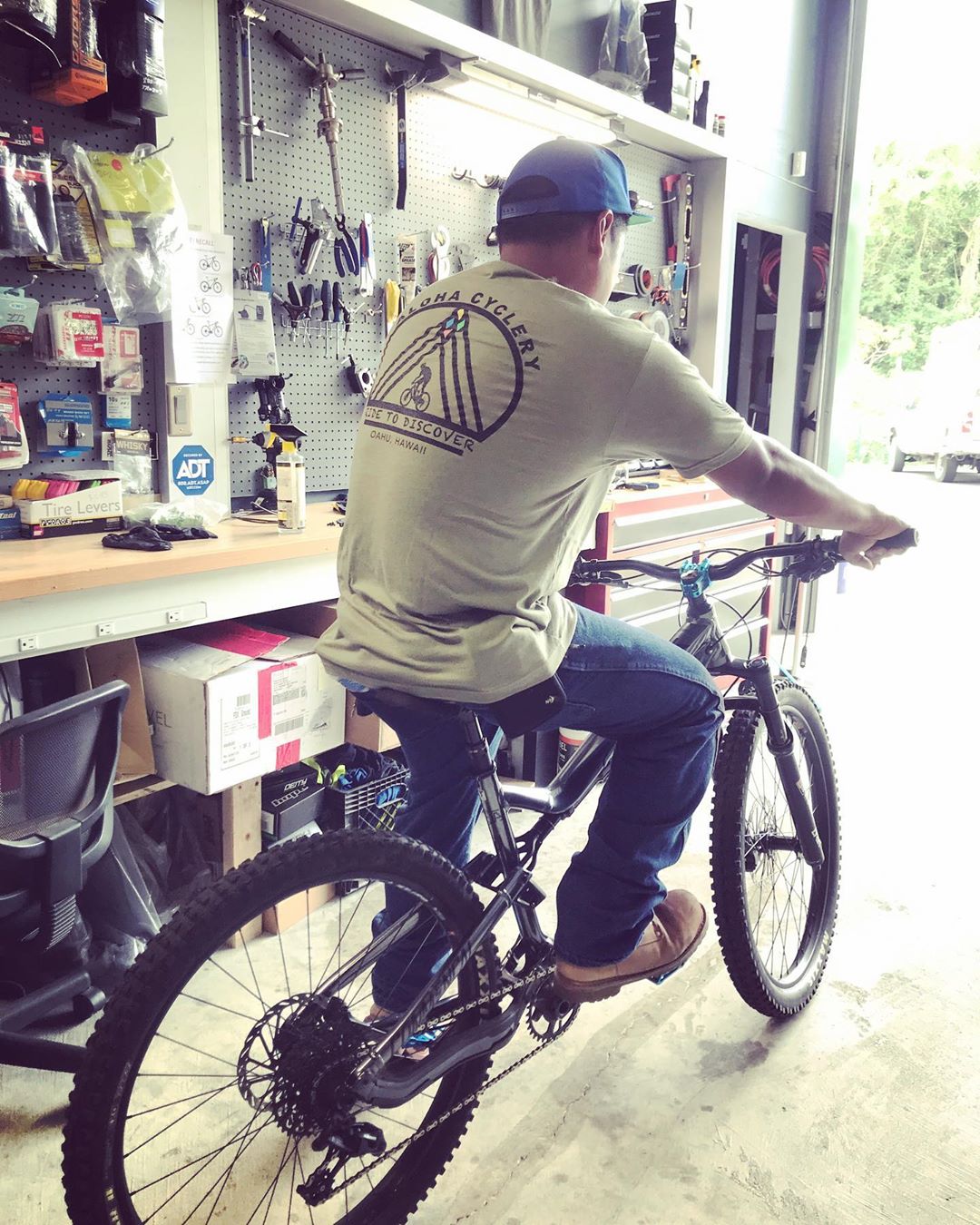 photo: testing a bicycle after service